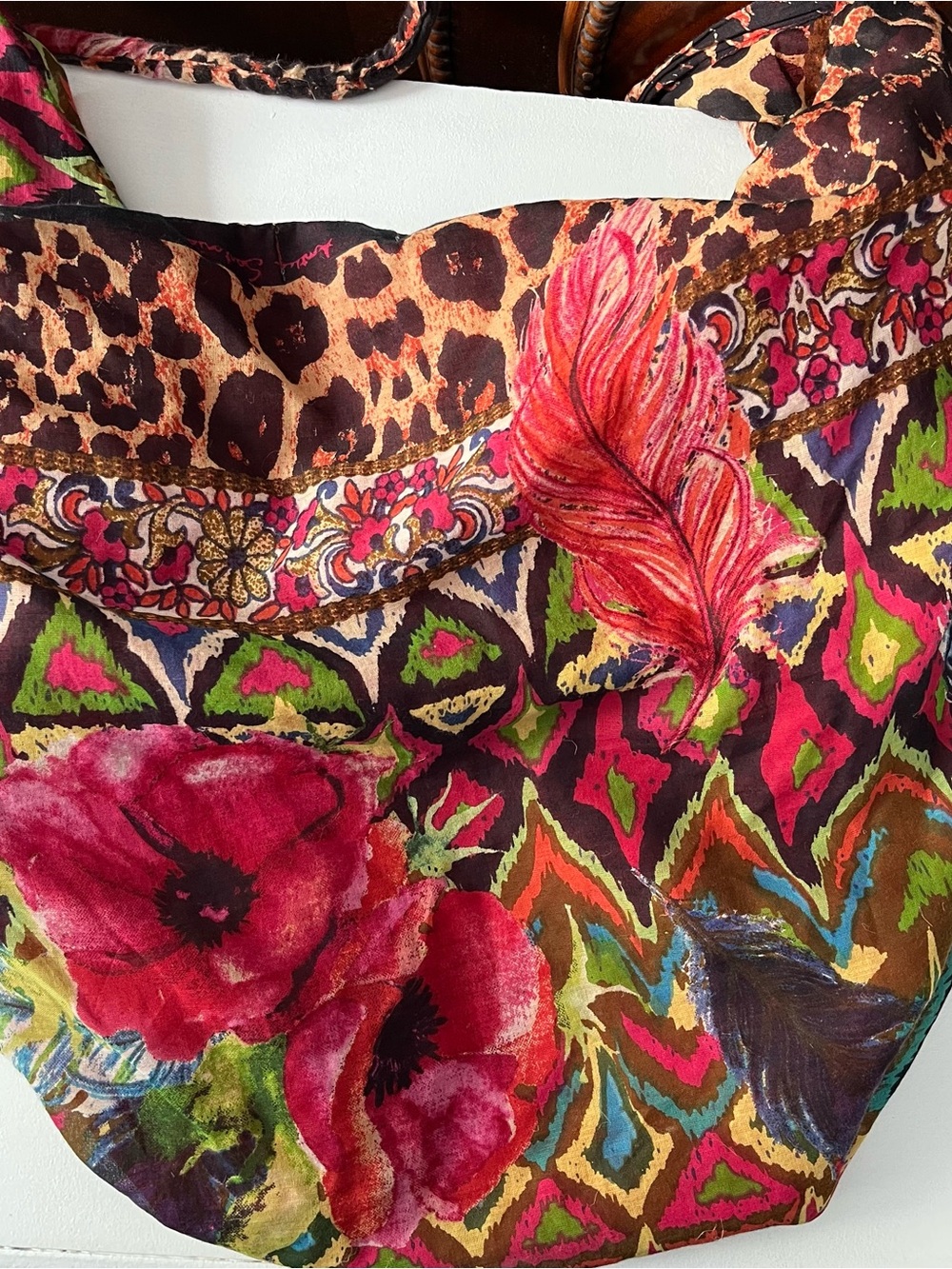 Antica Sartoria Vibrant Floral / animal print Banana Shoulder Beach Hobo Bag